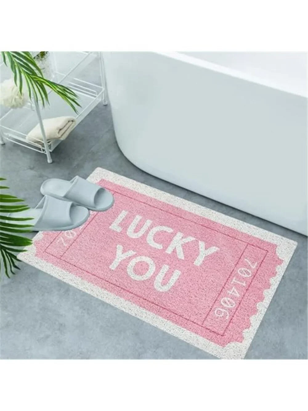 SNNDER Trendy Retro Pink Door Mat, Funky Retro Lucky You Tickets Doormat for